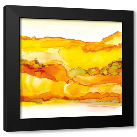 Yellowscape II Black Modern Wood Framed Art Print with Double Matting by Paschke, Chris