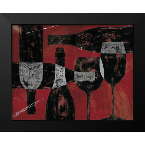 Wine Selection Red Black Modern Wood Framed Art Print by Brissonnet, Daphne