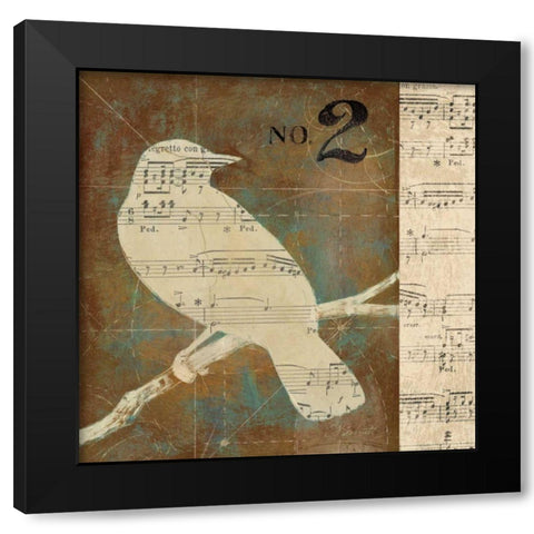 Bird Silhouette I Black Modern Wood Framed Art Print with Double Matting by D Salusti