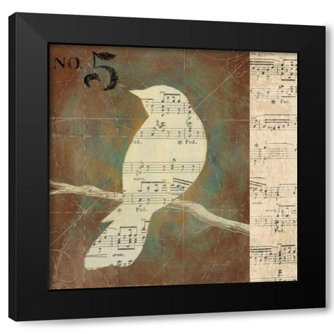Bird Silhouette II Black Modern Wood Framed Art Print with Double Matting by D Salusti