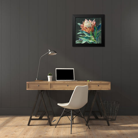 Deep Protea Crop Black Modern Wood Framed Art Print by Nai, Danhui