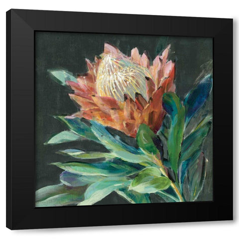 Deep Protea Crop Black Modern Wood Framed Art Print with Double Matting by Nai, Danhui