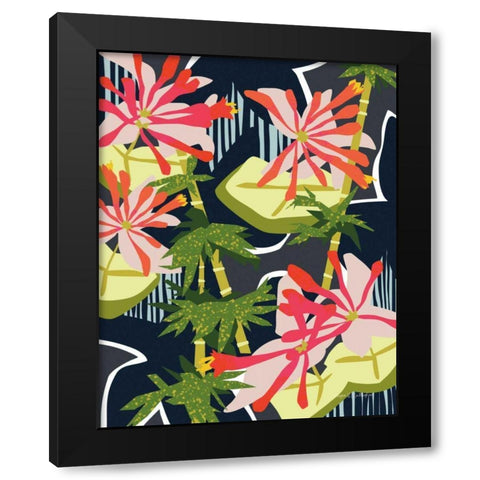 Bamboo Honeysuckle II Black Modern Wood Framed Art Print with Double Matting by Gallagher, Megan
