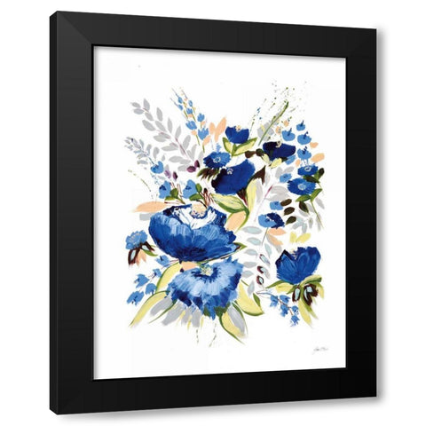 True Blue II Black Modern Wood Framed Art Print with Double Matting by Davis, Joan E.