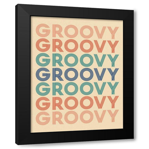 Retro Words I Cream Black Modern Wood Framed Art Print by Wild Apple Portfolio