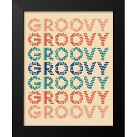 Retro Words I Cream Black Modern Wood Framed Art Print by Wild Apple Portfolio