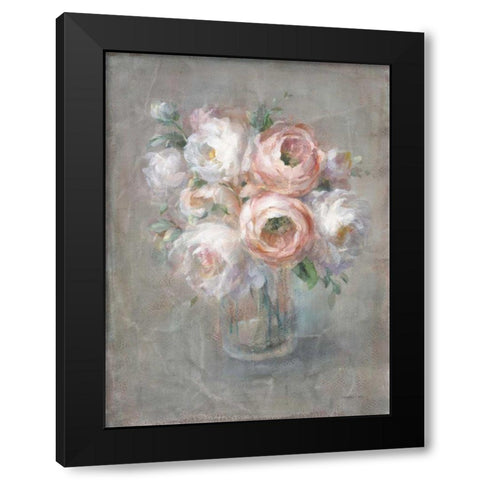 Pale Summer Blooms I Black Modern Wood Framed Art Print with Double Matting by Nai, Danhui