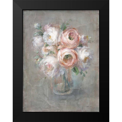 Pale Summer Blooms I Black Modern Wood Framed Art Print by Nai, Danhui