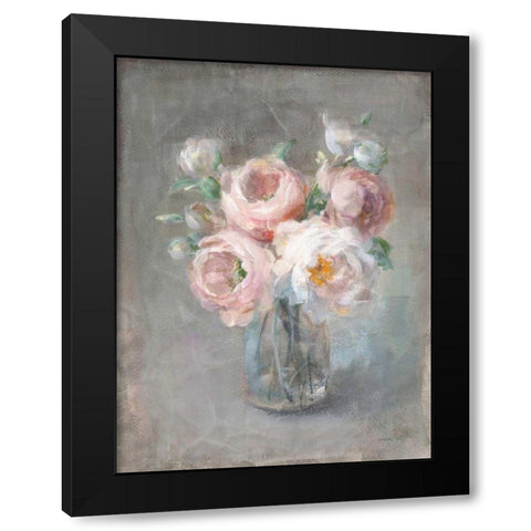 Pale Summer Blooms II Black Modern Wood Framed Art Print with Double Matting by Nai, Danhui