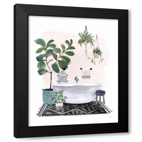 Courtyard Bath No Cat Black Modern Wood Framed Art Print with Double Matting by Panganiban, Karyn