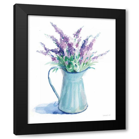 Farmstand Lavender Black Modern Wood Framed Art Print by Nai, Danhui