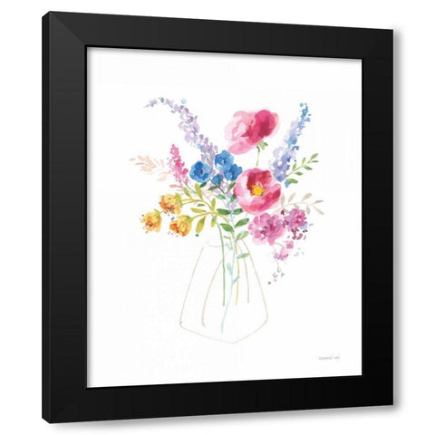 Semi Abstract Floral Black Modern Wood Framed Art Print with Double Matting by Nai, Danhui