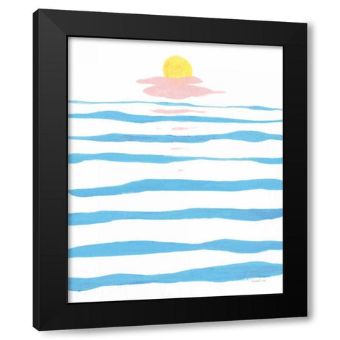 Across the Water Black Modern Wood Framed Art Print with Double Matting by Nai, Danhui