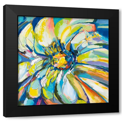 Zinnia Black Modern Wood Framed Art Print by Vertentes, Jeanette