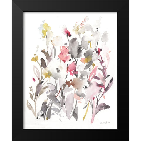 Breezy Florals I Black Modern Wood Framed Art Print by Nai, Danhui