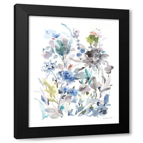 Breezy Florals II Black Modern Wood Framed Art Print with Double Matting by Nai, Danhui