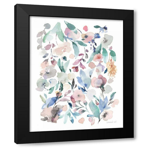 Breezy Florals III Black Modern Wood Framed Art Print with Double Matting by Nai, Danhui