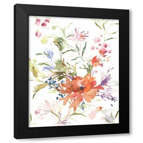 Breezy Florals IV Black Modern Wood Framed Art Print with Double Matting by Nai, Danhui