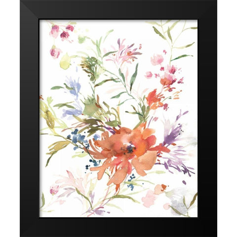 Breezy Florals IV Black Modern Wood Framed Art Print by Nai, Danhui