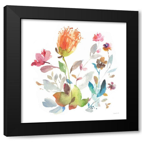 Circle Full of Flowers I Black Modern Wood Framed Art Print with Double Matting by Nai, Danhui