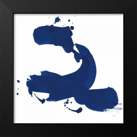 Cobalt Ink Drops II Black Modern Wood Framed Art Print by Paschke, Chris