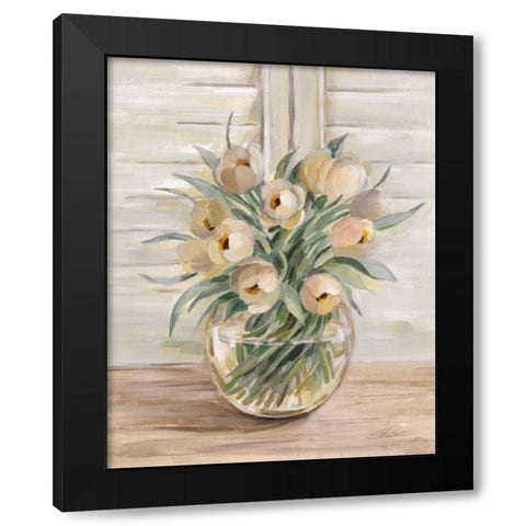 Blush Floral Bouquet Black Modern Wood Framed Art Print by Vassileva, Silvia