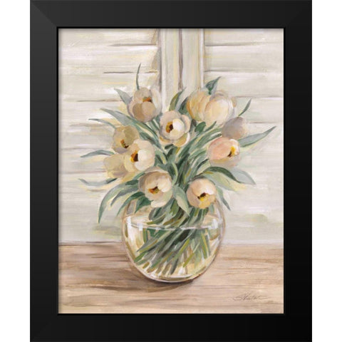 Blush Floral Bouquet Black Modern Wood Framed Art Print by Vassileva, Silvia