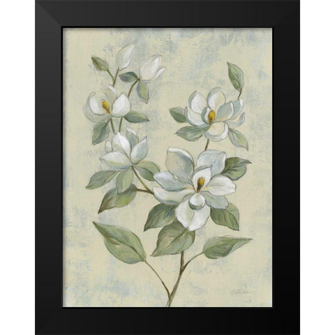 Sage Magnolia Black Modern Wood Framed Art Print by Vassileva, Silvia