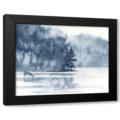 Winter Lake Black Modern Wood Framed Art Print with Double Matting by Pete, Katrina
