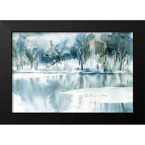 Blue Reflections Black Modern Wood Framed Art Print by Pete, Katrina