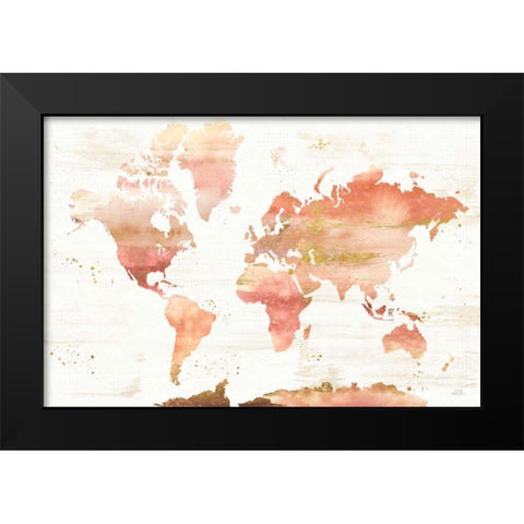 Desert Blooms Abstract Map Black Modern Wood Framed Art Print by Marshall, Laura