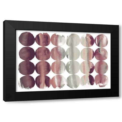Summer Dots Plum Horizontal Black Modern Wood Framed Art Print with Double Matting by DeNeige, Elyse