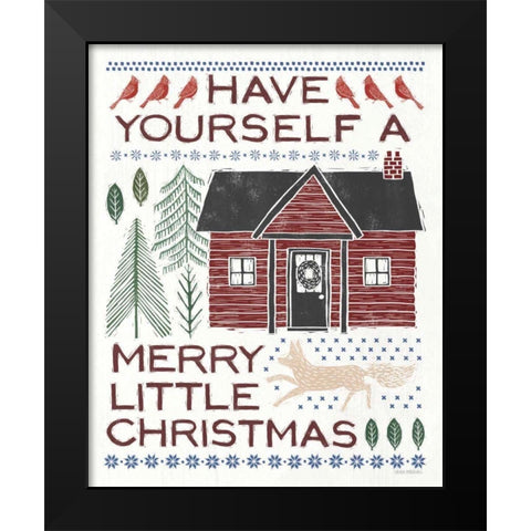 Woodcut Wonderland IV Red Black Modern Wood Framed Art Print by Marshall, Laura