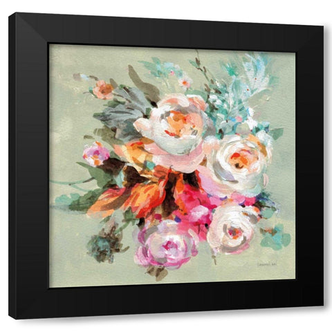 Windblown Blooms I Black Modern Wood Framed Art Print by Nai, Danhui