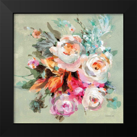 Windblown Blooms I Black Modern Wood Framed Art Print by Nai, Danhui