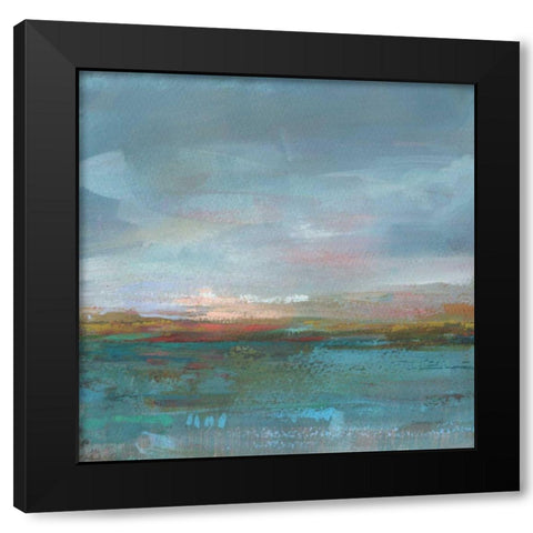 Open Water Sunrise Black Modern Wood Framed Art Print with Double Matting by Nai, Danhui