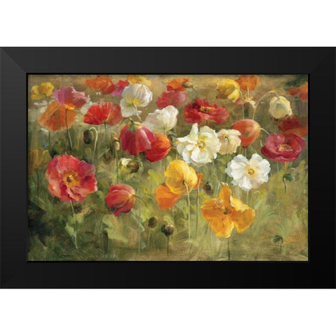 Poppy Field Black Modern Wood Framed Art Print by Nai, Danhui