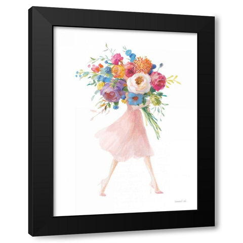 Bursting with Flowers II Black Modern Wood Framed Art Print with Double Matting by Nai, Danhui