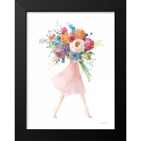 Bursting with Flowers II Black Modern Wood Framed Art Print by Nai, Danhui