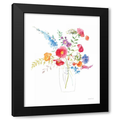 Semi Abstract Floral II Black Modern Wood Framed Art Print with Double Matting by Nai, Danhui