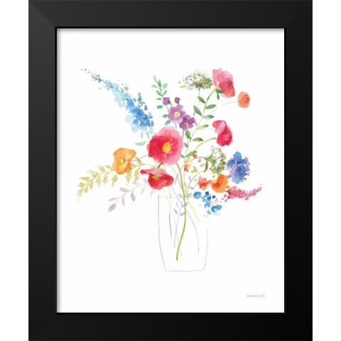 Semi Abstract Floral II Black Modern Wood Framed Art Print by Nai, Danhui