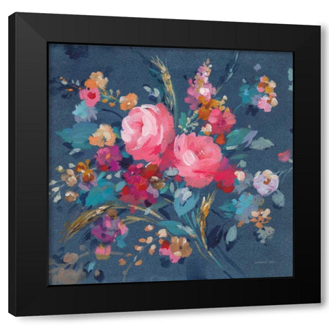 Joyful Bouquet Black Modern Wood Framed Art Print by Nai, Danhui