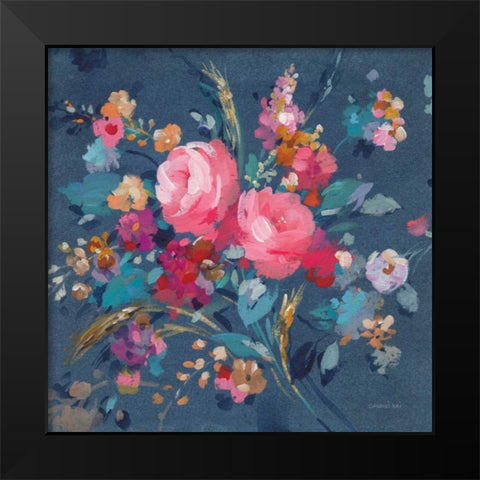 Joyful Bouquet Black Modern Wood Framed Art Print by Nai, Danhui