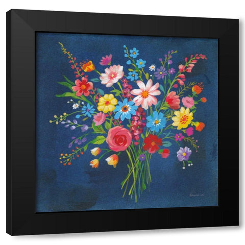 Selection of Wildflowers Black Modern Wood Framed Art Print with Double Matting by Nai, Danhui