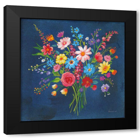 Selection of Wildflowers Black Modern Wood Framed Art Print by Nai, Danhui
