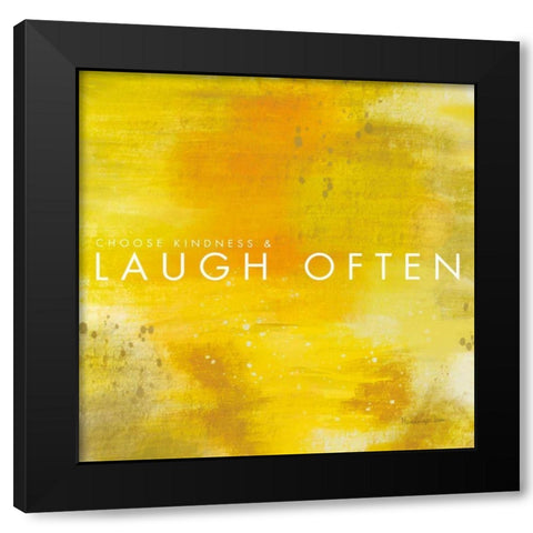 Laugh Often Black Modern Wood Framed Art Print by Charro, Mercedes Lopez