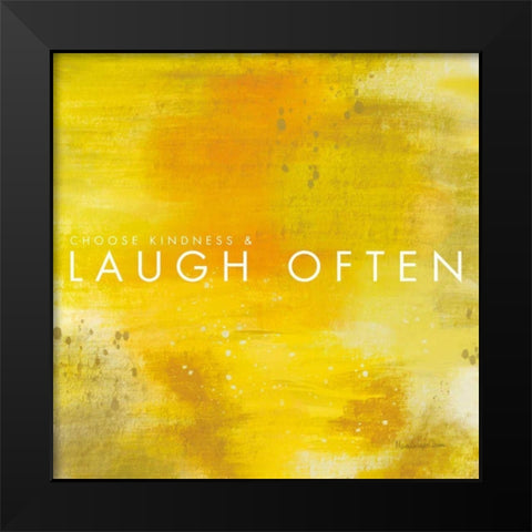 Laugh Often Black Modern Wood Framed Art Print by Charro, Mercedes Lopez