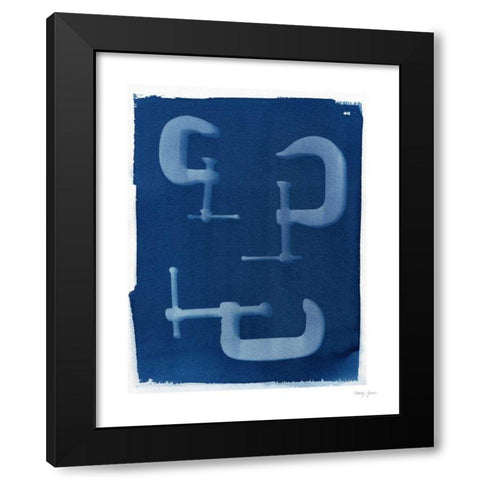 Cyanotype Tools II Black Modern Wood Framed Art Print by Green, Nancy