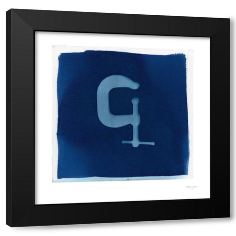 Cyanotype Tools IV Black Modern Wood Framed Art Print with Double Matting by Green, Nancy