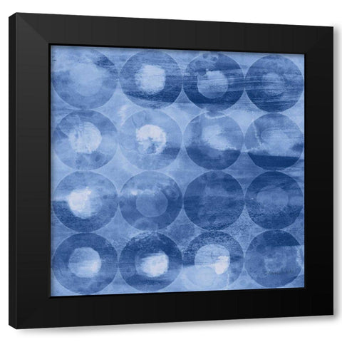 Touching Circles III Navy Black Modern Wood Framed Art Print with Double Matting by Nai, Danhui